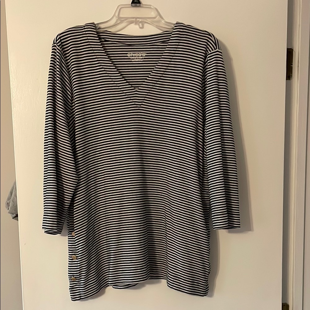 Chico’s Black and White Striped Women's Top